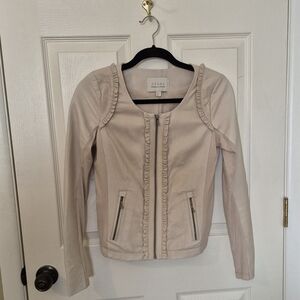 Hinge Cream Ruffle Trim Blazer